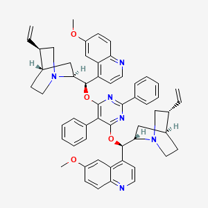 Chemical structure of (8α,9R)-(8''α,9''R)-9,9''-[(2,5-Diphenyl-4,6-pyrimidinediyl)bis(oxy)]bis[6'-methoxycinchonan]