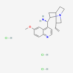 Chemical structure of (8α,9S)-6'-Methoxy-cinchonan-9-amine Trihydrochloride
