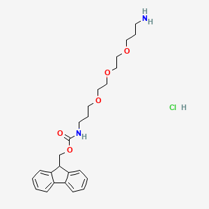 Chemical structure of (9H-Fluoren-9-yl)methyl (3-(2-(2-(3-aminopropoxy)ethoxy)ethoxy)propyl)carbamate hydrochloride