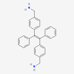 Chemical structure of (E)-((1,2-Diphenylethene-1,2-diyl)bis(4,1-phenylene))dimethanamine