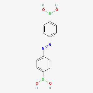 Chemical structure of (E)-(Diazene-1,2-diylbis(4,1-phenylene))diboronic acid