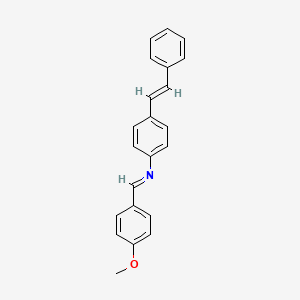 Chemical structure of 1-(4-methoxyphenyl)-N-(4-styrylphenyl)methanimine
