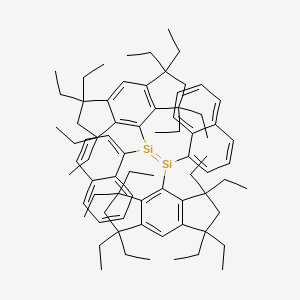 Chemical structure of (E)-1,2-Bis(1-naphthyl)-1,2-bis(1,1,3,3,5,5,7,7-octaethyl-1,2,3,5,6,7-hexahydro-s-indacen-4-yl)disilene