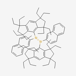 Chemical structure of (E)-1,2-Bis(2-naphthyl)-1,2-bis(1,1,3,3,5,5,7,7-octaethyl-1,2,3,5,6,7-hexahydro-s-indacen-4-yl)disilene