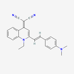 Chemical structure of (E)-2-(2-(4-(Dimethylamino)styryl)-1-ethylquinolin-4(1H)-ylidene)malononitrile
