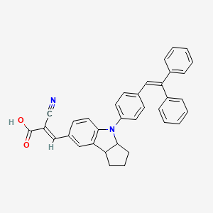 Chemical structure of (E)-2-Cyano-3-(4-(4-(2,2-diphenylvinyl)phenyl)-1,2,3,3a,4,8b-hexahydrocyclopenta[b]indol-7-yl)acrylic acid