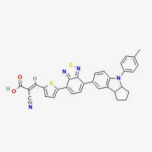 Chemical structure of (E)-2-Cyano-3-(5-(7-(4-(p-tolyl)-1,2,3,3a,4,8b-hexahydrocyclopenta[b]indol-7-yl)benzo[c][1,2,5]thiadiazol-4-yl)thiophen-2-yl)acrylic acid