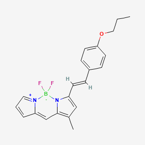 Chemical structure of (E)-5,5-Difluoro-9-methyl-7-(4-propoxystyryl)-5H-dipyrrolo[1,2-c:2',1'-f][1,3,2]diazaborinin-4-ium-5-uide