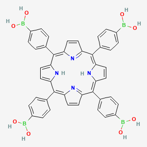 Chemical structure of (Porphyrin-5,10,15,20-tetrayltetrakis(benzene-4,1-diyl))tetraboronicacid
