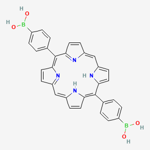 Chemical structure of (porphyrin-5,15-diylbis(4,1-phenylene))diboronicacid