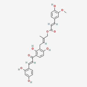 Chemical structure of (R)-1-((3aR,5R,6S,6aR)-6-(benzoyloxy)-2,2-dimethyltetrahydrofuro[2,3-d][1,3]dioxol-5-yl)ethane-1,2-diyl dibenzoate