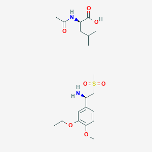Chemical structure of (R)-1-(3-ethoxy-4-methoxyphenyl)-2-(methylsulfonyl)ethanamine (R)-2-acetamido-4-methylpentanoate