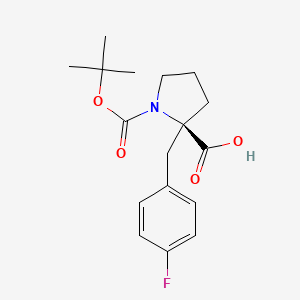 Chemical structure of Boc-(R)-alpha-(4-fluorobenzyl)-Pro-OH