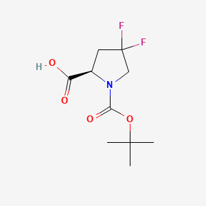 Chemical structure of (R)-1-(tert-Butoxycarbonyl)-4,4-difluoropyrrolidine-2-carboxylic acid