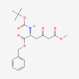 Chemical structure of (R)-1-benzyl 6-methyl 2-((tert-butoxycarbonyl)amino)-4-oxohexanedioate