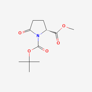 Chemical structure of (R)-1-tert-Butyl 2-methyl 5-oxopyrrolidine-1,2-dicarboxylate
