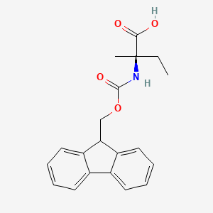 Chemical structure of (R)-2-((((9H-Fluoren-9-yl)methoxy)carbonyl)amino)-2-methylbutanoic acid