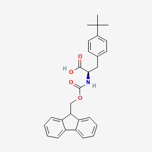 Chemical structure of (R)-2-((((9H-Fluoren-9-yl)methoxy)carbonyl)amino)-3-(4-(tert-butyl)phenyl)propanoic acid