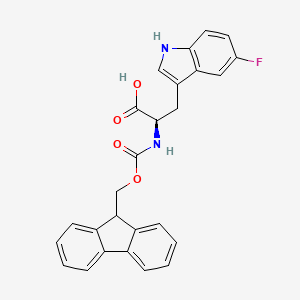 Chemical structure of Fmoc-5-fluoro-D-tryptophan