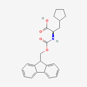 Chemical structure of (R)-2-((((9H-Fluoren-9-yl)methoxy)carbonyl)amino)-3-cyclopentylpropanoic acid