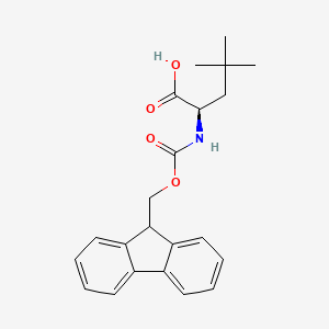 Chemical structure of (R)-2-((((9H-Fluoren-9-yl)methoxy)carbonyl)amino)-4,4-dimethylpentanoic acid