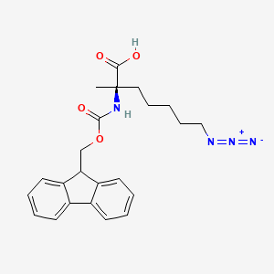 Chemical structure of (R)-2-((((9H-Fluoren-9-yl)methoxy)carbonyl)amino)-7-azido-2-methylheptanoic acid