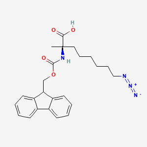Chemical structure of (R)-2-((((9H-Fluoren-9-yl)methoxy)carbonyl)amino)-8-azido-2-methyloctanoic acid