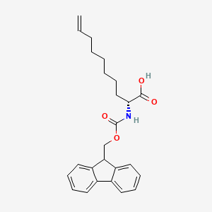Chemical structure of (R)-2-((((9H-Fluoren-9-yl)methoxy)carbonyl)amino)dec-9-enoic acid