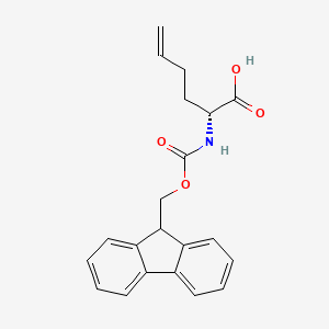 Chemical structure of (R)-2-((((9H-Fluoren-9-yl)methoxy)carbonyl)amino)hex-5-enoic acid