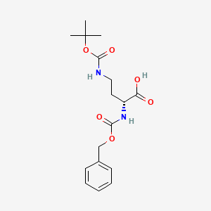 Chemical structure of (R)-2-(((Benzyloxy)carbonyl)amino)-4-((tert-butoxycarbonyl)amino)butanoic acid