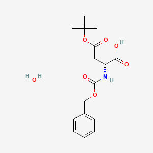 Chemical structure of (R)-2-(((Benzyloxy)carbonyl)amino)-4-(tert-butoxy)-4-oxobutanoic acid hydrate