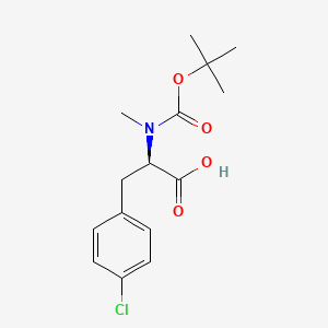 Chemical structure of (R)-2-((tert-Butoxycarbonyl)(methyl)amino)-3-(4-chlorophenyl)propanoic acid