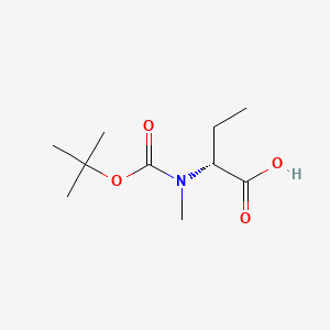 Chemical structure of (R)-2-((tert-Butoxycarbonyl)(methyl)amino)butanoic acid