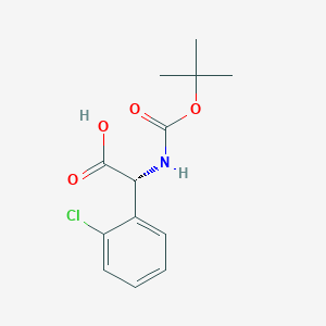 Chemical structure of (R)-2-((tert-butoxycarbonyl)amino)-2-(2-chlorophenyl)acetic acid