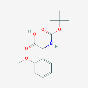 Chemical structure of (R)-2-((tert-Butoxycarbonyl)amino)-2-(2-methoxyphenyl)acetic acid