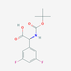 Chemical structure of (R)-2-((tert-Butoxycarbonyl)amino)-2-(3,5-difluorophenyl)acetic acid