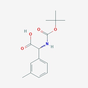Chemical structure of (R)-2-((tert-Butoxycarbonyl)amino)-2-(m-tolyl)acetic acid