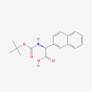 Chemical structure of (R)-2-((tert-butoxycarbonyl)amino)-2-(naphthalen-2-yl)acetic acid