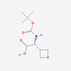 Chemical structure of (R)-2-((tert-Butoxycarbonyl)amino)-2-(oxetan-3-yl)acetic acid