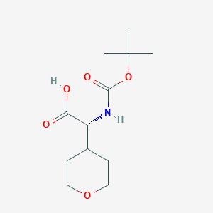 Chemical structure of (R)-2-((tert-Butoxycarbonyl)amino)-2-(tetrahydro-2H-pyran-4-yl)acetic acid
