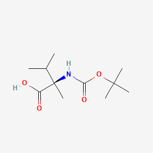 Chemical structure of (R)-2-((tert-Butoxycarbonyl)amino)-2,3-dimethylbutanoic acid