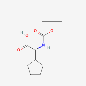 Chemical structure of (R)-2-((tert-Butoxycarbonyl)amino)-2-cyclopentylacetic acid