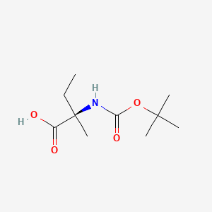 Chemical structure of (R)-2-((tert-Butoxycarbonyl)amino)-2-methylbutanoic acid