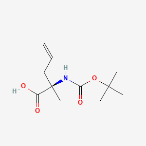 Chemical structure of (R)-2-((tert-Butoxycarbonyl)amino)-2-methylpent-4-enoic acid