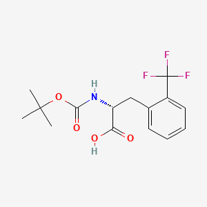 Chemical structure of (R)-2-((tert-Butoxycarbonyl)amino)-3-(2-(trifluoromethyl)phenyl)propanoic acid