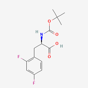 Chemical structure of (R)-2-((tert-Butoxycarbonyl)amino)-3-(2,4-difluorophenyl)propanoic acid