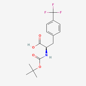 Chemical structure of (R)-2-((tert-Butoxycarbonyl)amino)-3-(4-(trifluoromethyl)phenyl)propanoic acid