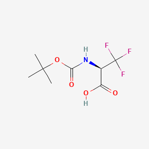 Chemical structure of (R)-2-((tert-Butoxycarbonyl)amino)-3,3,3-trifluoropropanoic acid