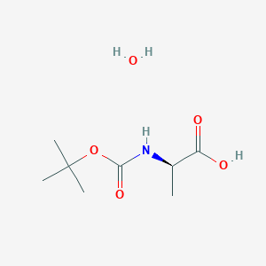 Chemical structure of (R)-2-((tert-Butoxycarbonyl)amino)propanoic acid hydrate