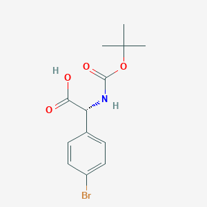Chemical structure of (R)-2-(4-Bromophenyl)-2-((tert-butoxycarbonyl)amino)acetic acid